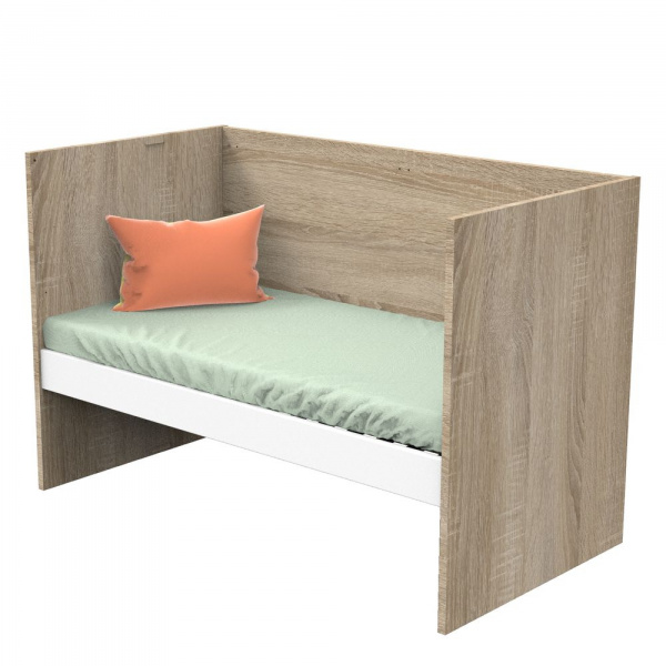 Lit évolutif bébé combiné 70x140 cm en 140x200 cm nova blanc lin Sauthon meubles