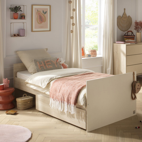 Chambre bébé trio lit 60x120cm transformable + commode 3 tiroirs + armoire melinee + plan à langer offert Sauthon meubles