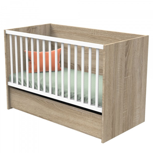 Lit bébé 60x120 cm + tiroir de lit nova blanc lin Sauthon meubles