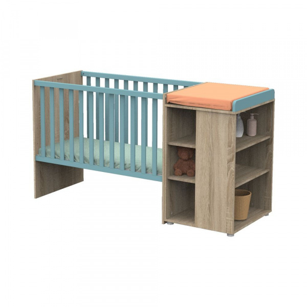 Lit évolutif bébé combiné 60x120 cm en 90x190 cm + tiroir de lit nova argile douce Sauthon meubles