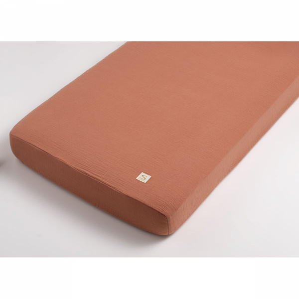 Drap housse uni terracotta Sauthon baby deco