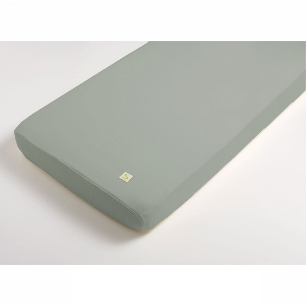 Drap housse uni sauge Sauthon baby deco