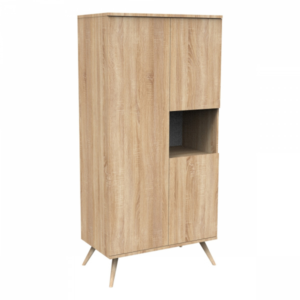 Armoire 1 gde et 2 petites portes bois seventies Sauthon meubles
