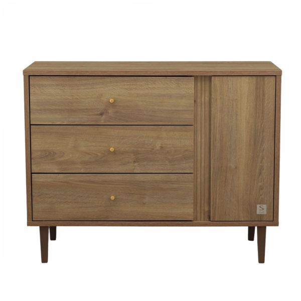 Commode 3 tiroirs 1 porte mokka Sauthon meubles