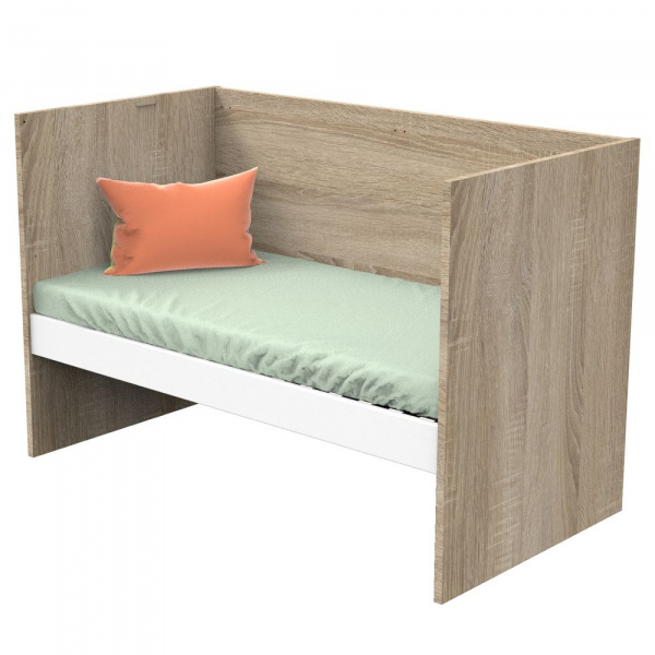 Chambre trio lit évolutif bébé combiné 70x140 cm en 140x200 cm + armoire + commode nova blanc lin Sauthon meubles