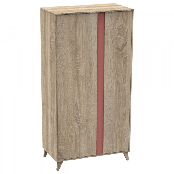 Chambre trio lit évolutif bébé combiné 70x140 cm en 140x200 cm + armoire + commode nova rose canyon Sauthon meubles