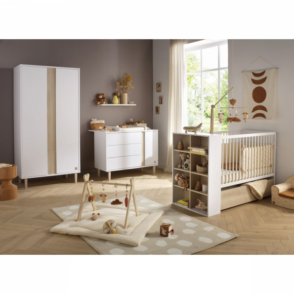 Chambre bébé trio lit 60x120cm transformable + commode 3 tiroirs 1 porte + armoire paloma + plan à langer offert Sauthon meubles