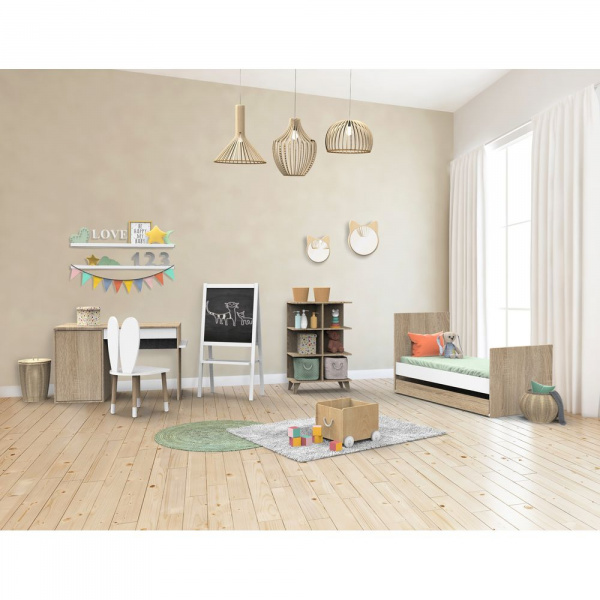Lit évolutif bébé 70x140 cm + tiroir de lit nova blanc lin Sauthon meubles