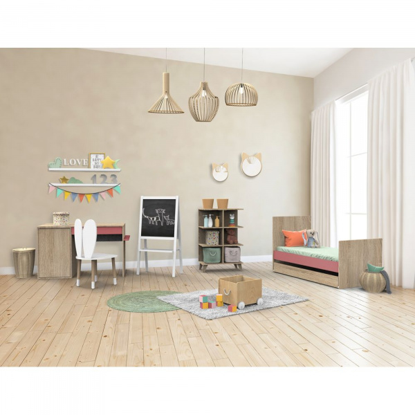 Lit évolutif bébé 70x140 cm + tiroir de lit nova rose canyon Sauthon meubles