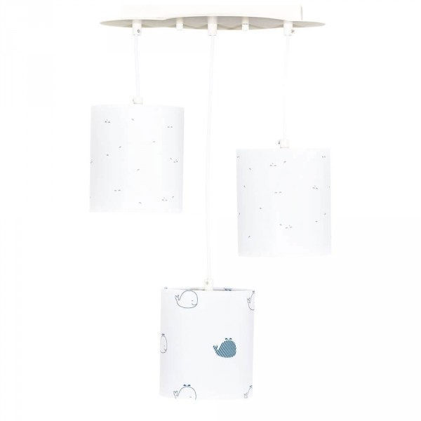 Suspension lumineuse trio blue baleine Sauthon baby deco