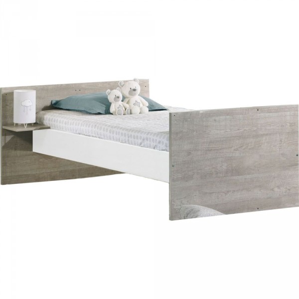 Chambre duo lit combiné évolutif + armoire loft bois Sauthon meubles