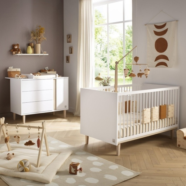 Chambre bébé duo lit évolutif 140x70cm + commode 3 tiroirs 1 porte paloma + plan à langer offert ! Sauthon meubles