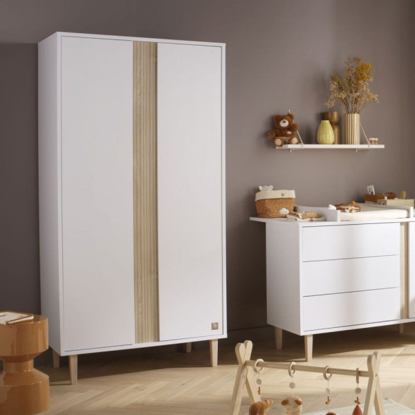 Chambre bébé trio lit évolutif 140x70cm + commode 3 tiroirs 1 porte + armoire paloma + plan à langer offert Sauthon meubles