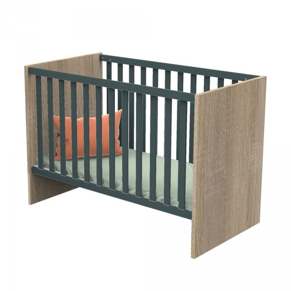 Chambre bébé trio lit bébé 60x120 + commode+armoire nova gris volcan Sauthon meubles