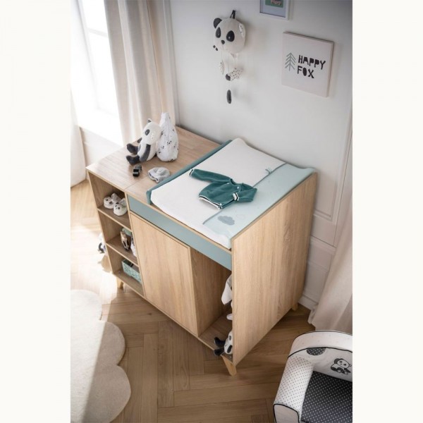 Chambre bébé trio lit bébé 60x120 + commode+armoire nova argile douce Sauthon meubles