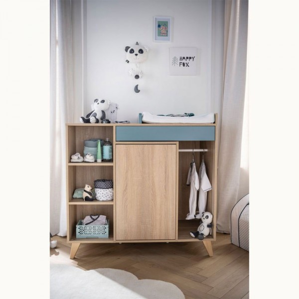 Chambre bébé trio lit bébé 60x120 + commode+armoire nova argile douce Sauthon meubles