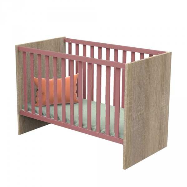 Chambre bébé duo lit bébé 60x120 + commode nova rose canyon Sauthon meubles