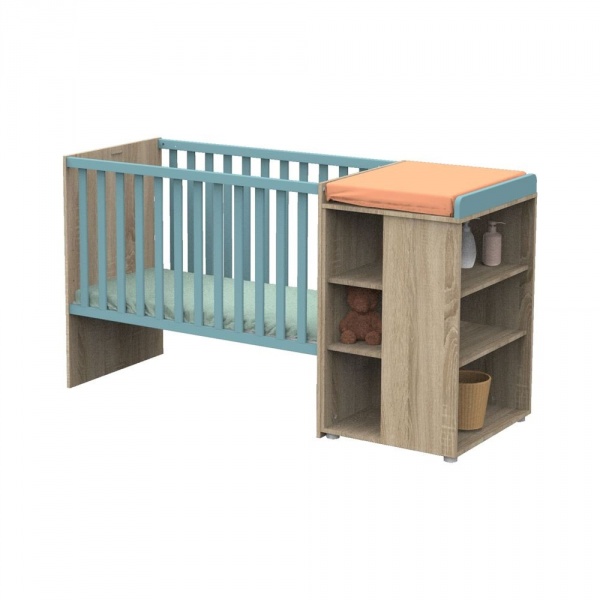 Chambre duo lit combiné évolutif 60x120 + armoire nova argile douce Sauthon meubles