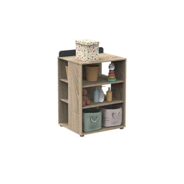 Chambre duo lit combiné évolutif 60x120 + armoire nova gris volcan Sauthon meubles