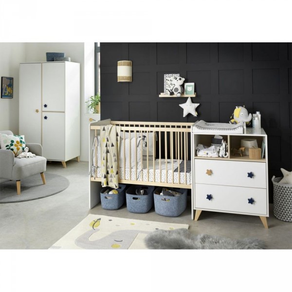 Chambre duo lit combiné évolutif + armoire oslo etoile Sauthon meubles