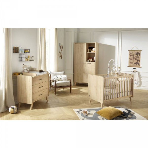 Chambre bébé duo lit 60x120cm + commode arty + plan à langer offert Sauthon meubles