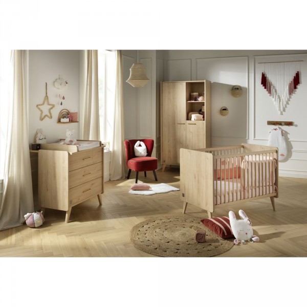 Chambre bébé trio lit 60x120+commode+armoire arty + plan à langer offert Sauthon meubles