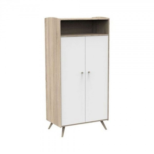 Chambre trio lit bébé 60x120 cm + commode 3 tiroirs + armoire access bois blanc + plan à langer offert Sauthon meubles