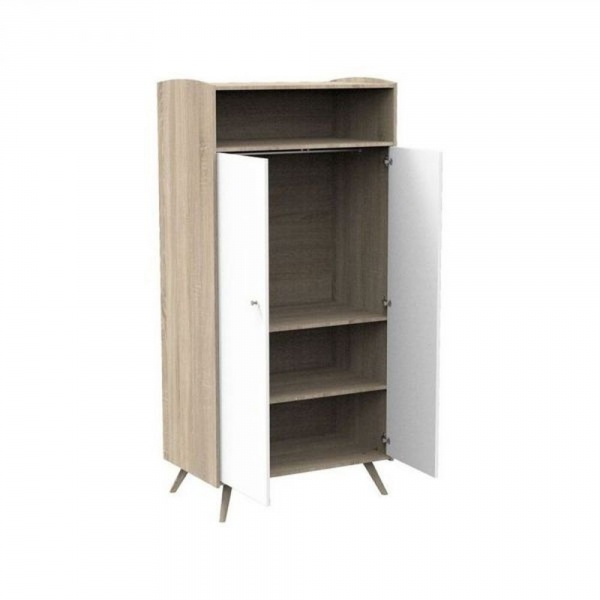 Chambre trio lit bébé 70x140 + armoire + commode access bois blanc + plan à langer offert Sauthon meubles