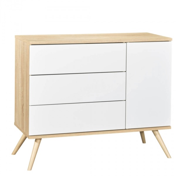 Chambre bébé duo lit 70x140 + commode seventies blanc Sauthon meubles