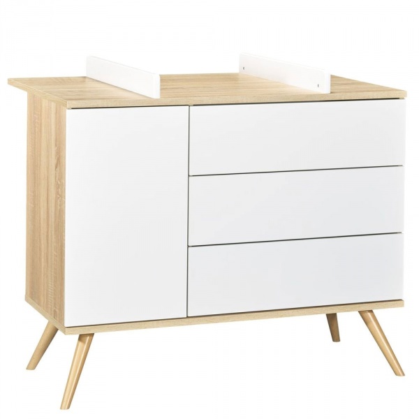 Chambre bébé duo lit 70x140 + commode seventies blanc Sauthon meubles