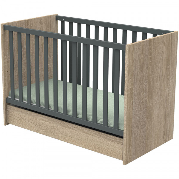 Lit bébé 60x120cm nova gris volcan Sauthon meubles