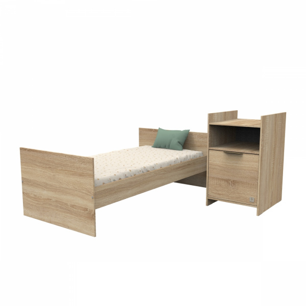 Lit chambre évolutif avec commode 1 porte azur Sauthon meubles