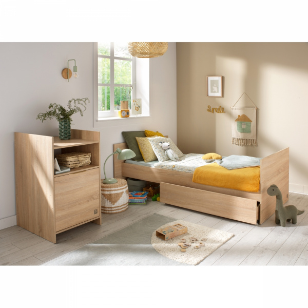 Lit chambre évolutif avec commode 1 porte azur Sauthon meubles