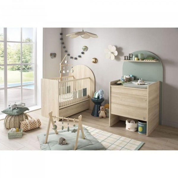 Lit bébé évolutif 60x120 cm en 90x190 cm arche chêne Sauthon meubles