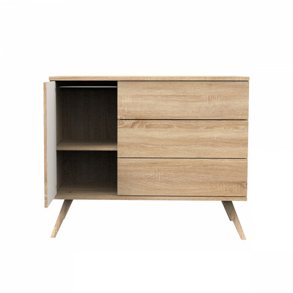 Chambre bébé duo lit 70x140cm bois + commode vanille seventies + plan à langer offert Sauthon meubles