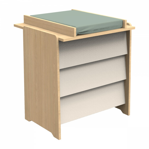 Chambre bébé trio lit 60x120cm + commode + armoire vanille + plan à langer offert Sauthon meubles