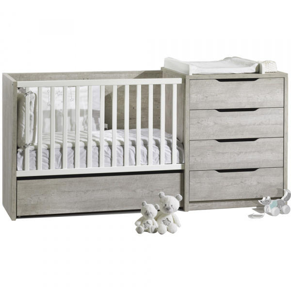 Lit chambre transformable 60x120cm en lit junior 90x190cm loft Sauthon meubles