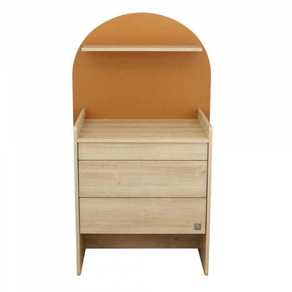 Chambre duo arche lit transformable + commode/bureau caramel Sauthon meubles