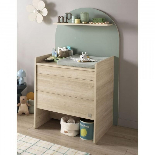Chambre duo lit bebe 120x60 chambre duo arche lit transformable + commode/bureau saugeen 90x190 - coloris sauge arche+commode a langer evolutive en bu Sauthon meubles