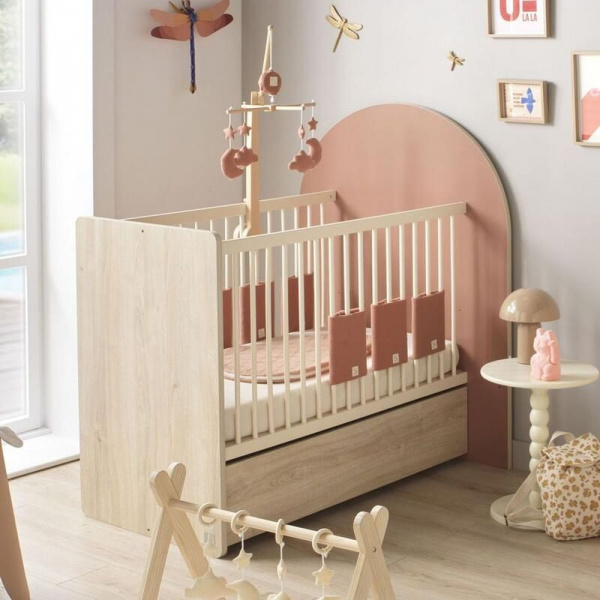 Chambre duo arche lit transformable + commode/bureau terracotta Sauthon meubles