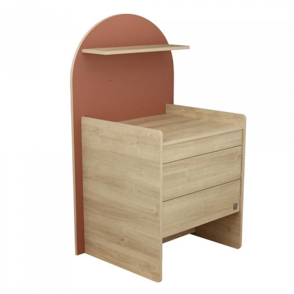 Chambre duo arche lit transformable + commode/bureau terracotta Sauthon meubles