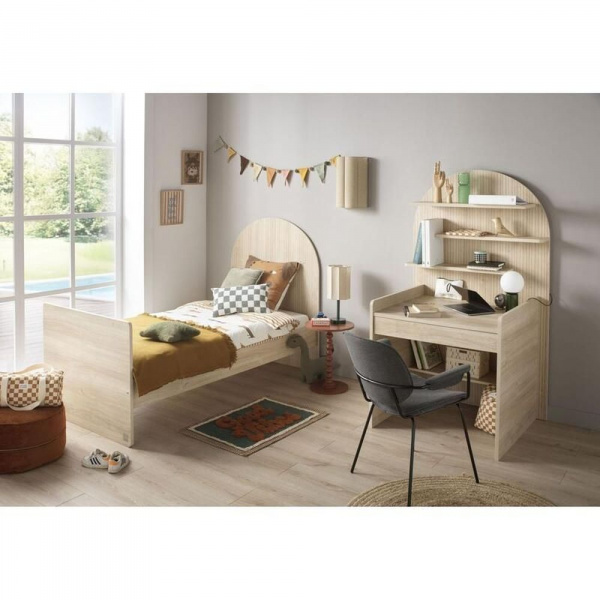 Chambre duo arche lit transformable + commode/bureau chêne Sauthon meubles