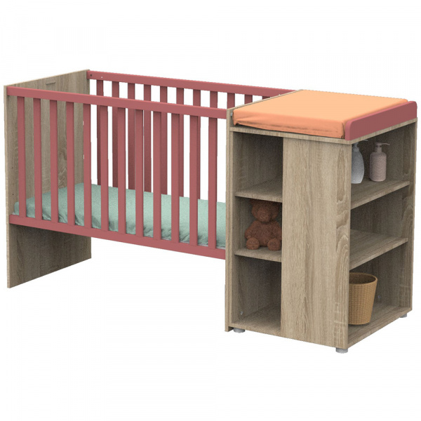 Lit chambre transformable 60x120cm en lit junior 90x190cm nova rose canyon Sauthon meubles