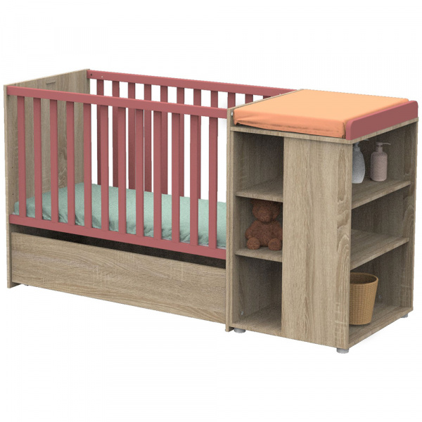 Lit chambre transformable 60x120cm en lit junior 90x190cm nova rose canyon Sauthon meubles