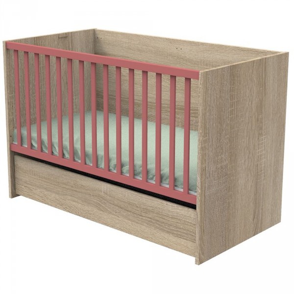 Lit 70x140 évolutif en 90x190 puis 140x190 nova rose canyon Sauthon meubles