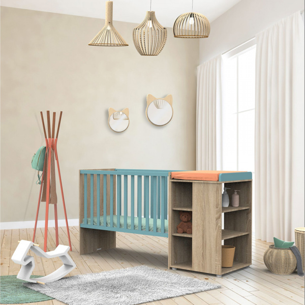 Lit chambre transformable 60x120cm en lit junior 90x190cm nova argile douce Sauthon meubles