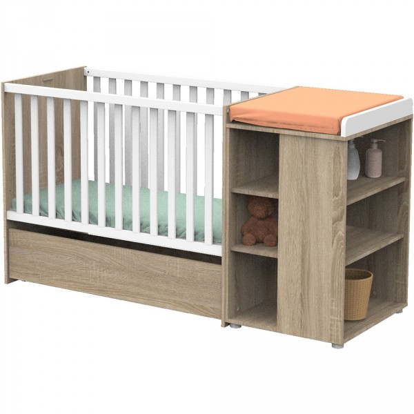 Lit chambre transformable 60x120en lit junior 90x190nova blanc lin Sauthon meubles