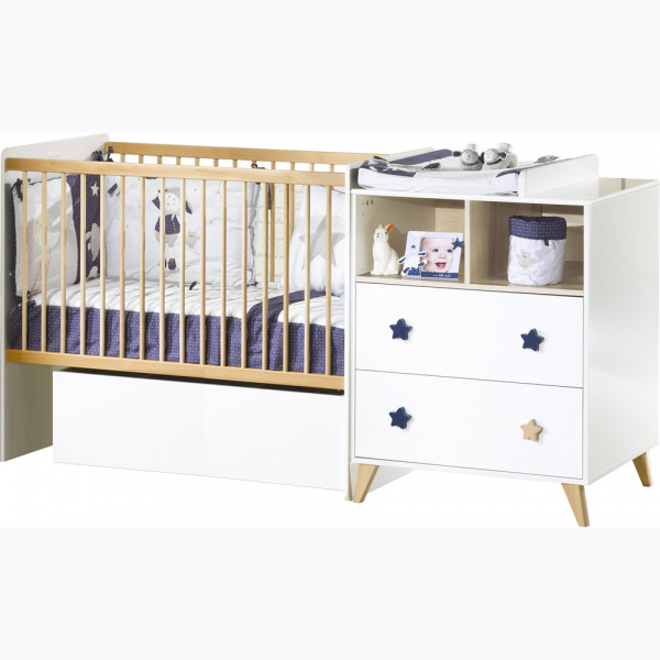 Lit chambre transformable 60x120 en lit junior 90x190 oslo étoile Sauthon meubles