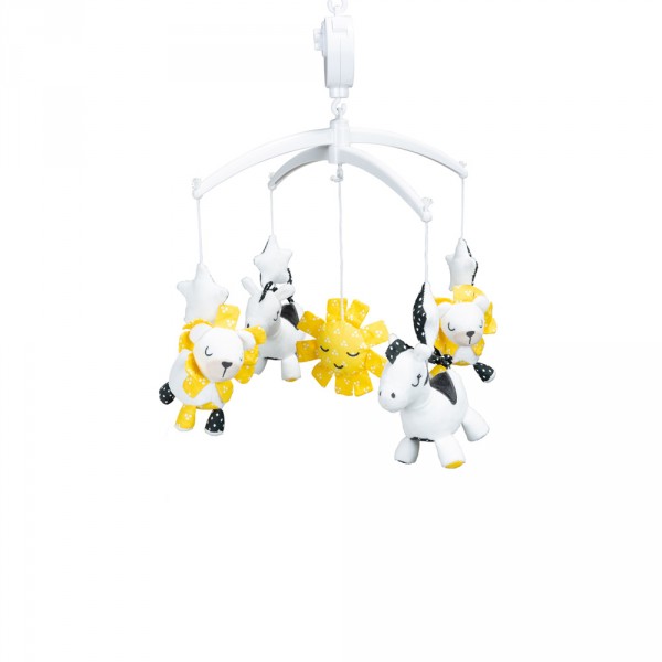 Mobile bébé musical pluche et pompon Sauthon baby deco
