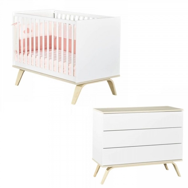 Chambre bébé duo lit 60x120cm + commode serena + plan à langer offert Sauthon meubles